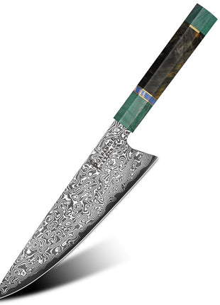 Cutit de Bucatar 21.5 cm din Otel Damasc cu Maner Rasina Multicolor