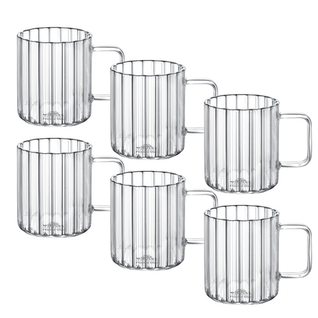 Set 6 Cani din Sticla Termorezistenta, 400 ml