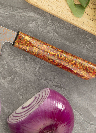 Cutit Kiritsuke 21 cm din Otel Damasc cu Maner Red Ember Lacuart