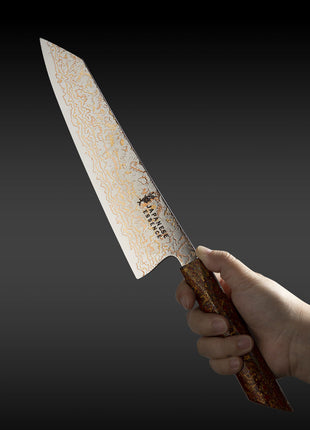 Cutit Kiritsuke 21 cm din Otel Damasc cu Maner Red Ember Lacuart