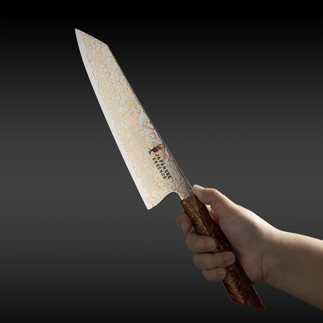 Cutit Kiritsuke 21 cm din Otel Damasc cu Maner Red Ember Lacuart