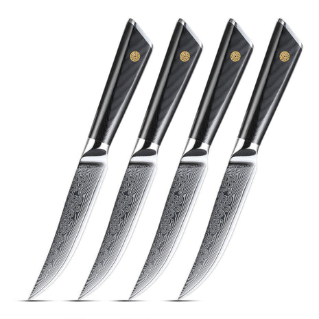 Set 4 Cutite de Steak 12 cm din Otel Damasc cu Manere G10