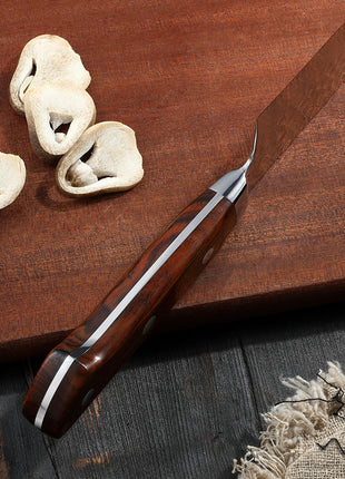 Cutit Santoku 18.5 cm din Otel Damasc cu Maner Rosewood