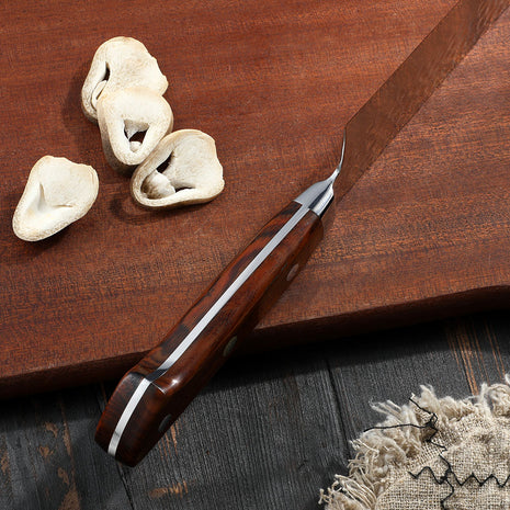 Cutit Santoku 18.5 cm din Otel Damasc cu Maner Rosewood