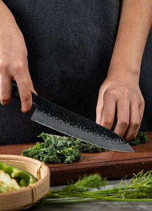 Cutit Kiritsuke 20 cm din Otel Damasc cu Maner G10 Negru