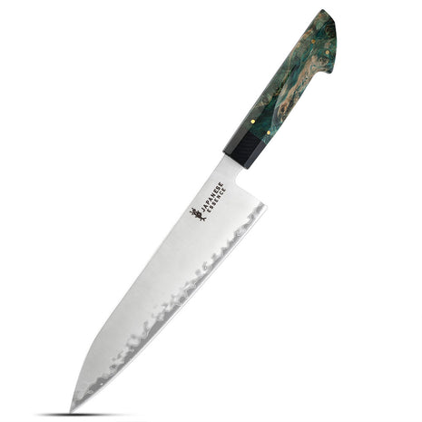 Cutit de Bucatar 23 cm din Otel Damasc cu Maner Verde Forestline