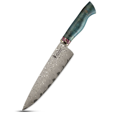 Cutit de Bucatar 20 cm din Otel Damasc cu Maner Blue Fossil