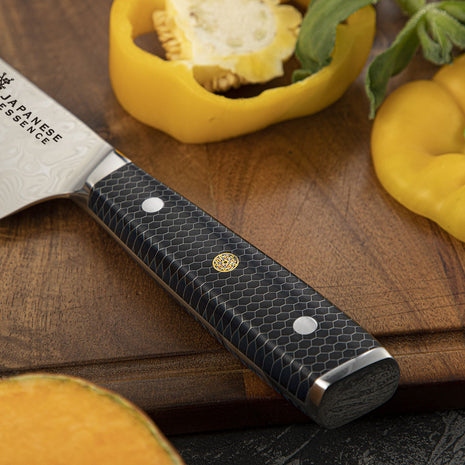 Cutit Nakiri 17.5 cm din Otel Damasc cu Maner Negru Honeycomb