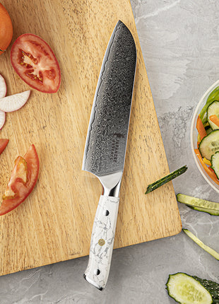 Set de 8 Cutite Premium Damascus cu Manere Imperial White