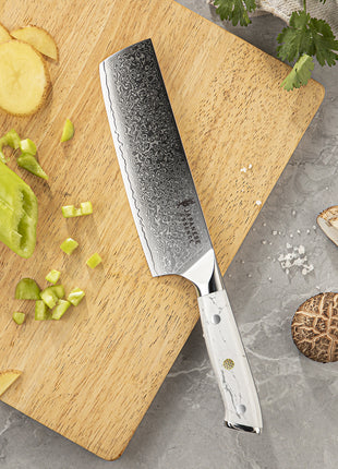 Set de 8 Cutite Premium Damascus cu Manere Imperial White