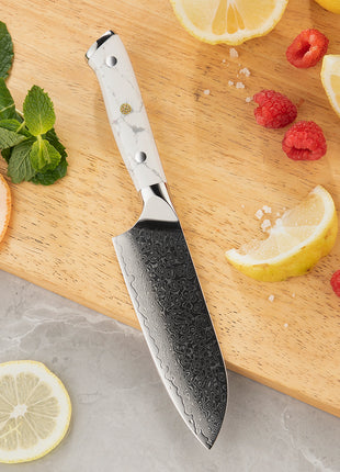 Set de 8 Cutite Premium Damascus cu Manere Imperial White