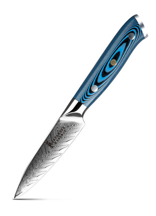 Cutit pentru curatat 9 cm din Otel Damasc cu Maner Blue Orbit