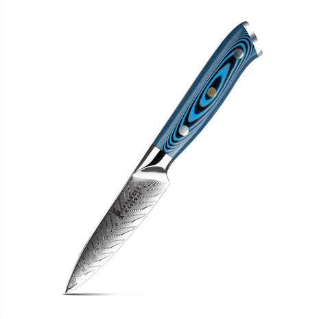 Cutit pentru curatat 9 cm din Otel Damasc cu Maner Blue Orbit