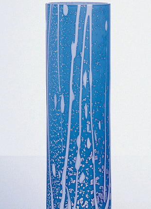 Vaza Lucrata Manual din Sticla Japoneza Ocean Blue, 26 cm