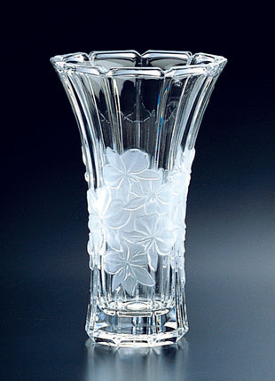 Vaza Cristal Handmade cu Model Floral, 27 cm