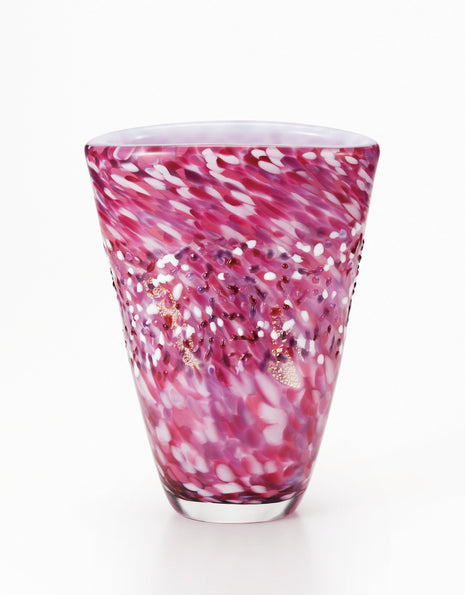 Vaza Lucrata Manual din Sticla Japoneza HanaAkari 21 cm