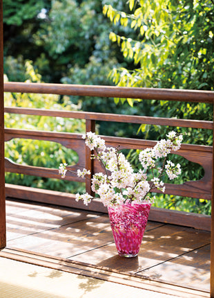 Vaza Lucrata Manual din Sticla Japoneza HanaAkari 21 cm