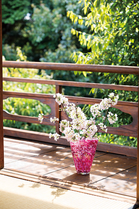 Vaza Lucrata Manual din Sticla Japoneza HanaAkari 21 cm