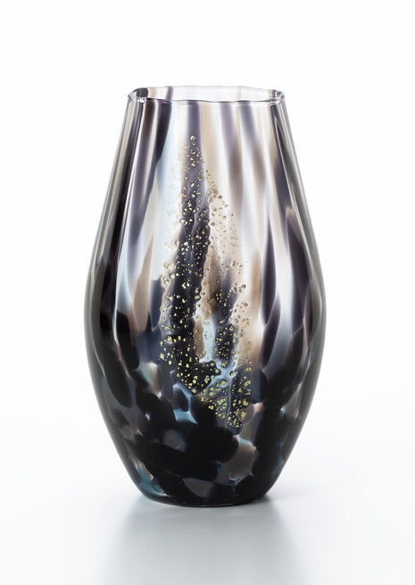 Vaza Lucrata Manual din Sticla Japoneza Yozora, 21.5 cm