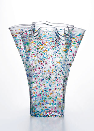 Vaza Lucrata Manual din Sticla Japoneza Tenkai Frilled Nebuta, 28 cm