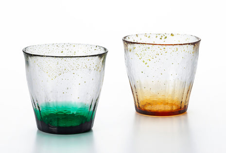 Set Pahare Lucrate Manual din Sticla Japoneza 300 ml „Kinsai Ryokuyo”