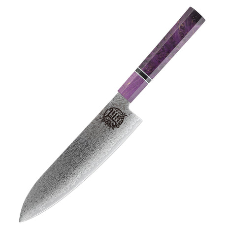 Cutit Kiritsuke 22 cm din Otel Damasc cu Maner Amethyst Frost