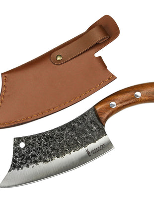 Satar Camping 14.5 cm din Otel Forjat cu Maner Lemn Natural