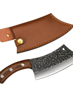 Satar Camping 14.5 cm din Otel Forjat cu Maner Lemn Natural