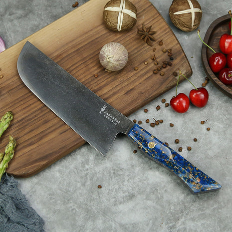 Cutit Nakiri 17.5 cm din Otel Damasc si Maner din Rasina G10