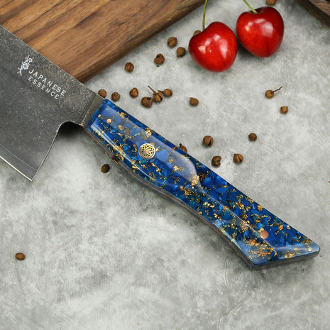 Cutit Nakiri 17.5 cm din Otel Damasc si Maner din Rasina G10