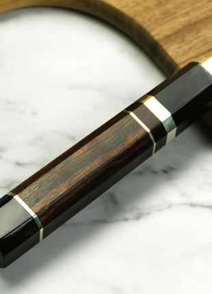 Cutit Nakiri 17.7 cm din Otel Damasc cu Maner Ironwood Negru