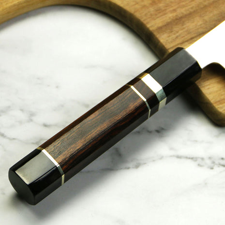 Cutit Nakiri 17.7 cm din Otel Damasc cu Maner Ironwood Negru