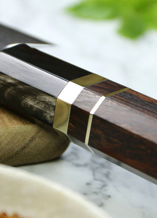Cutit Nakiri 17.7 cm din Otel Damasc cu Maner Ironwood Negru