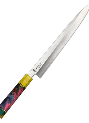 Cutit pentru Feliere Sashimi 27 cm cu Maner Lemn Stabilizat Multicolor
