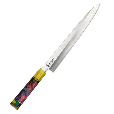 Cutit pentru Feliere Sashimi 27 cm cu Maner Lemn Stabilizat Multicolor