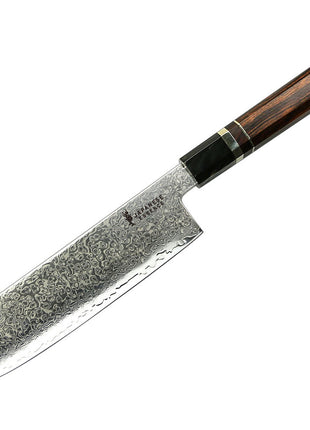 Cutit Nakiri 17.7 cm din Otel Damasc cu Maner Ironwood Negru