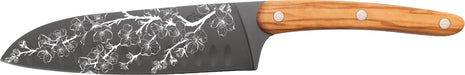 Cutit Santoku Sakura 17 cm, Otel Inoxidabil, Maner din Lemn de Maslin
