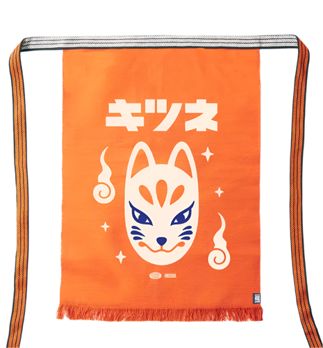 Sort Japonez Traditional „Maekake” Kitsune – 100% Bumbac