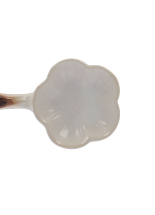 Sosiera Japoneza cu Maner, Alb cu Accente Maro, 11cm