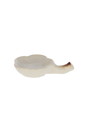 Sosiera Japoneza cu Maner, Alb cu Accente Maro, 11cm