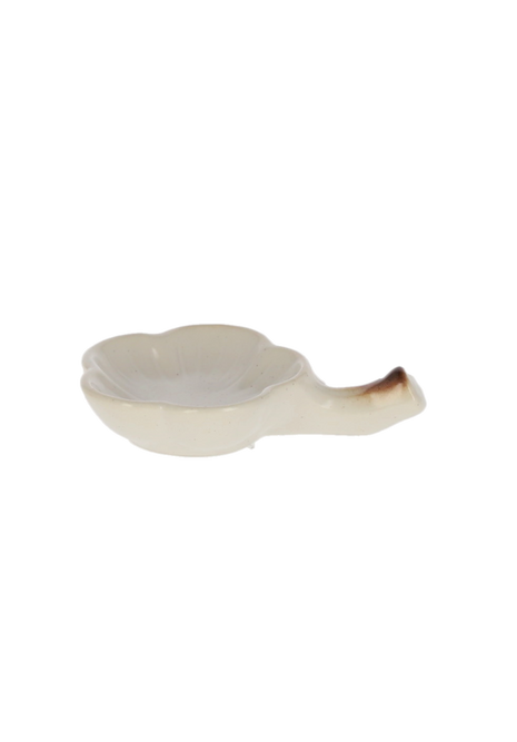 Sosiera Japoneza cu Maner, Alb cu Accente Maro, 11cm