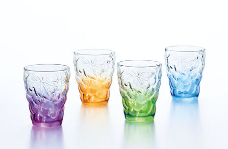 Set 4 Pahare Tumbler „Grape”, Textura Strugure, Culori Pastelate, 260 ml