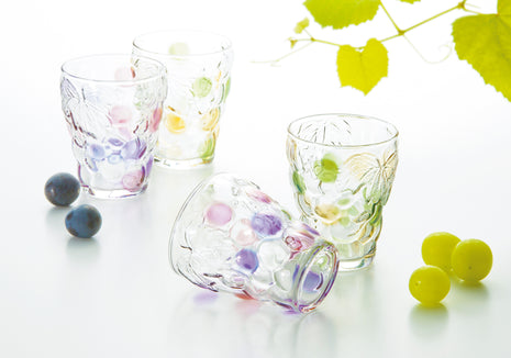Set 2 Pahare Tumbler „Grape”, Violet Pink & Green Amber, 260 ml