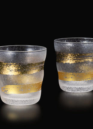 Set 2 Pahare Gold Ichimonji, Caligrafie Japoneza, 335ml