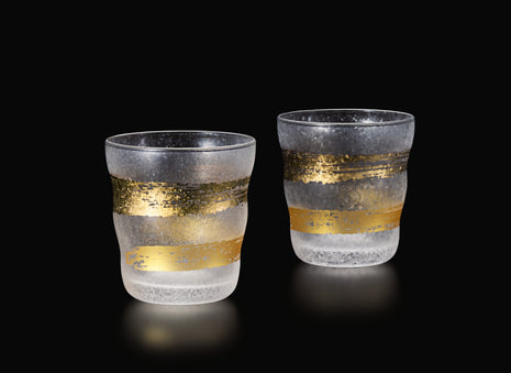 Set 2 Pahare Gold Ichimonji, Caligrafie Japoneza, 335ml