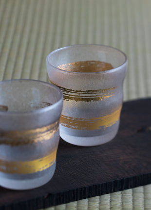 Set 2 Pahare Gold Ichimonji, Caligrafie Japoneza, 335ml