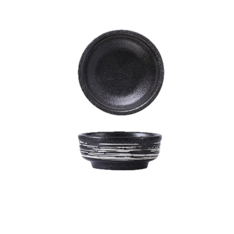 Bol ceramic Negru pentru dip cu Accente Albe