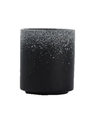 Cana de Cafea din Ceramica Neagra cu Detalii Albe