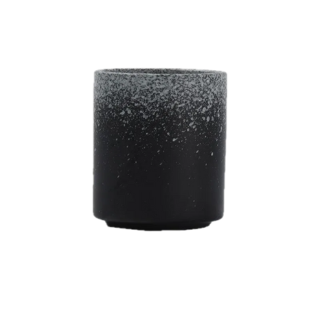 Cana de Cafea din Ceramica Neagra cu Detalii Albe