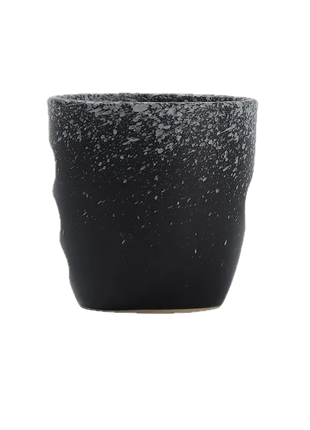 Cana de Cafea din Ceramica Neagra cu Detalii Albe